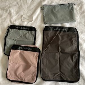 Moleskine Travel Packing Organizer Set of 4 bags in Gray, Mint & Mauve. NWT